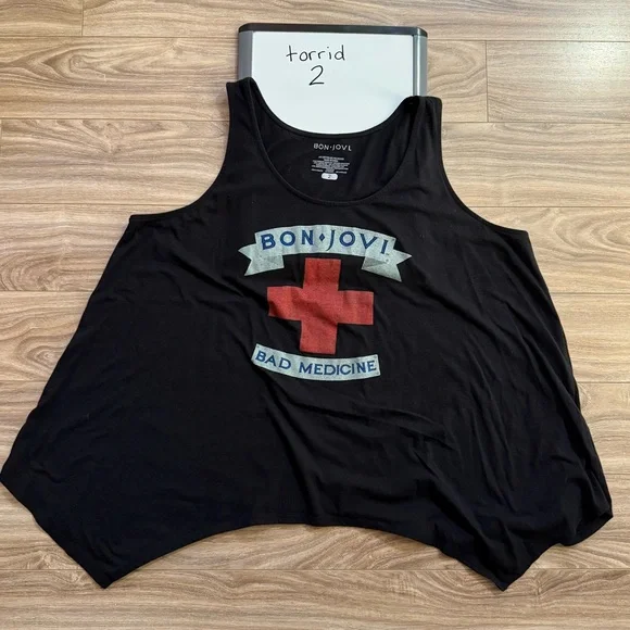 Bon Jovi bad medicine, shark bike flowy tank plus size 2X - Picture 1 of 1